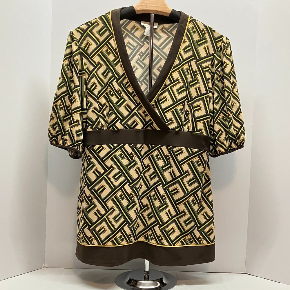 Ann Taylor LOFT Womens Geometric Empire Waist Blouse Top Size L